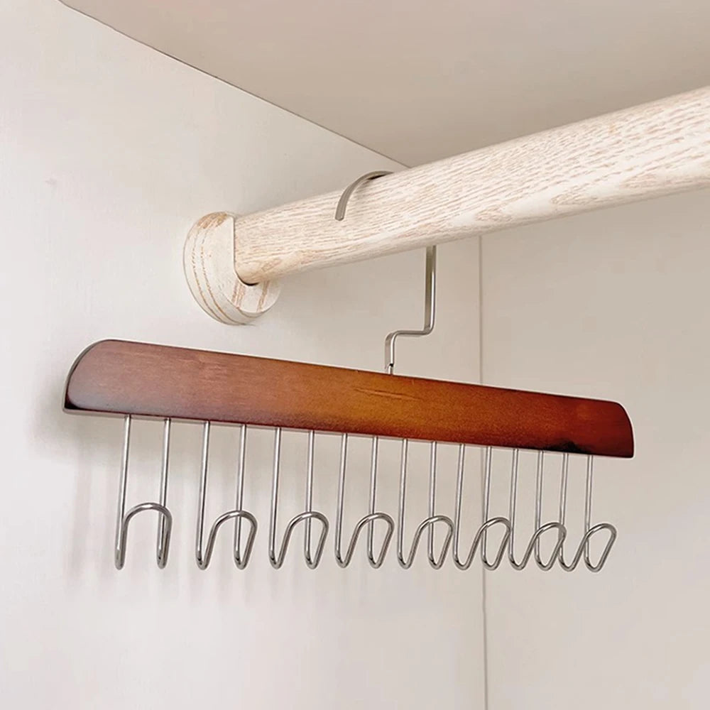 1/2 PCS Multi-functional Solid Wood Clothing Eight-hook Hanger Underwear Sling Belt Vests Silk Scarf Hooks Wardrobe Organizer