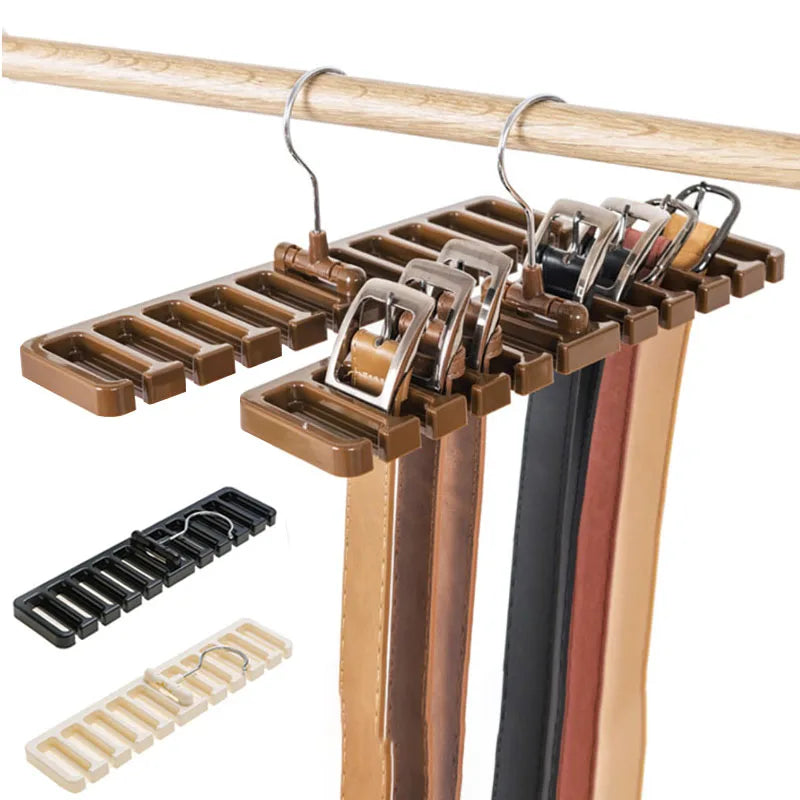 Tie Belt Hanger Wardrobe Closet Organizer 10 Card Slots Large Capacity Belt Storage Rack Scarf Tie Hanging Organizer Scarf Hook