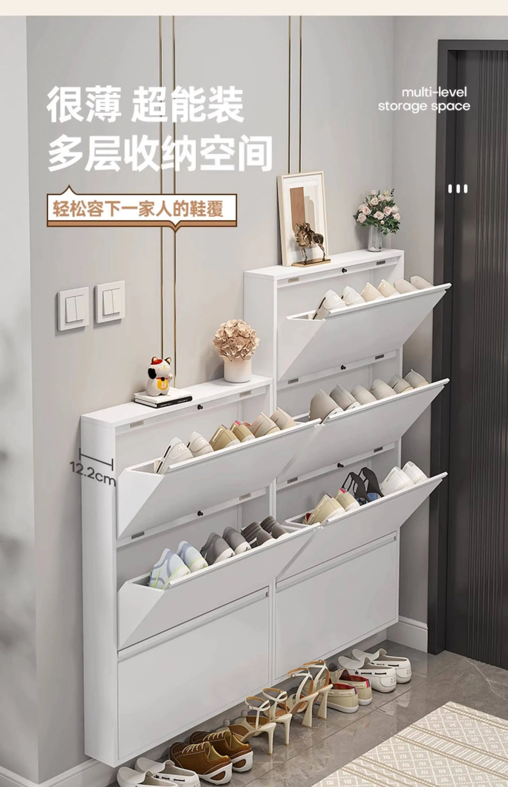 Metallic Ultra Thin Shoe Cabinet Multifunction Indoor Hallway Shoe Cabinet For Home Entrance Scarpiera Mobile Cabinet Furniture