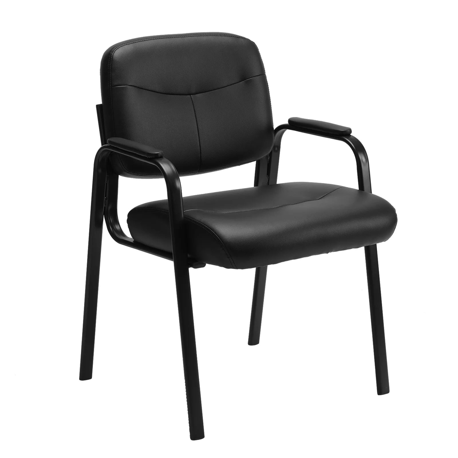 JHK Pu Leather Waiting Room Chair Comfy Guest Chairs with Padded Arms for Reception Conference Side Office Desk Home Furniture