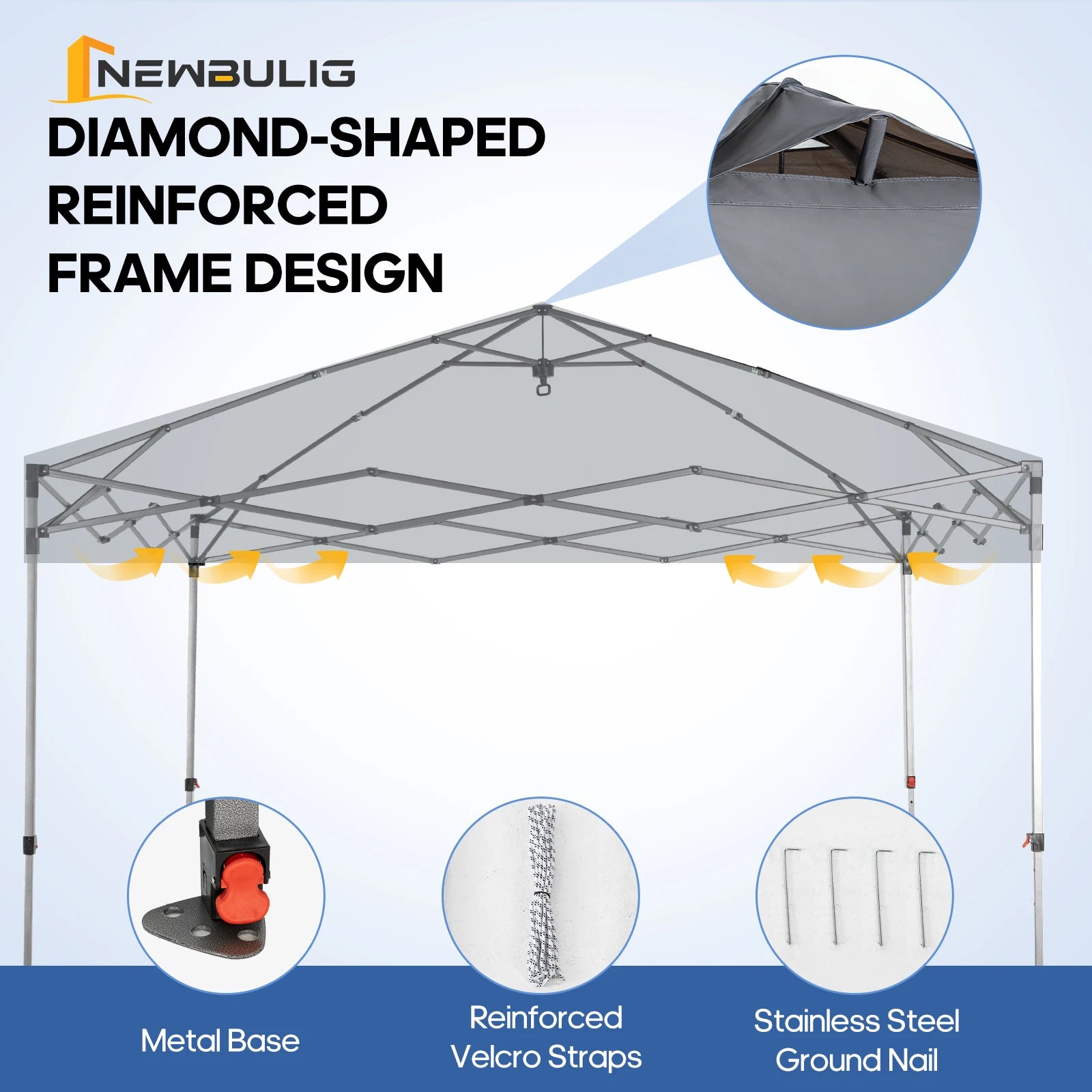 JHK 10x10ft One Push Setup Pop Up Canopy Tent Portable Outdoor Sun Shelter for Beach Events Camping with Rolling Carry Bag