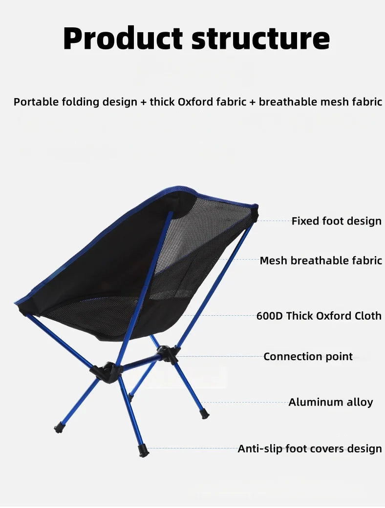 New Outdoor Moon Chair Ultra-Light Folding Camping Chair Portable Leisure Backrest Aluminum Alloy  for Backpacking  fishing