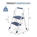 JHK Step Ladder Folding 2 Step Ladder Stool with Anti-Slip Pedal 800lbs Capacity Sturdy Steel Portable Cushioned Handle for Home