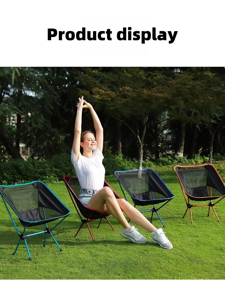 New Outdoor Moon Chair Ultra-Light Folding Camping Chair Portable Leisure Backrest Aluminum Alloy  for Backpacking  fishing