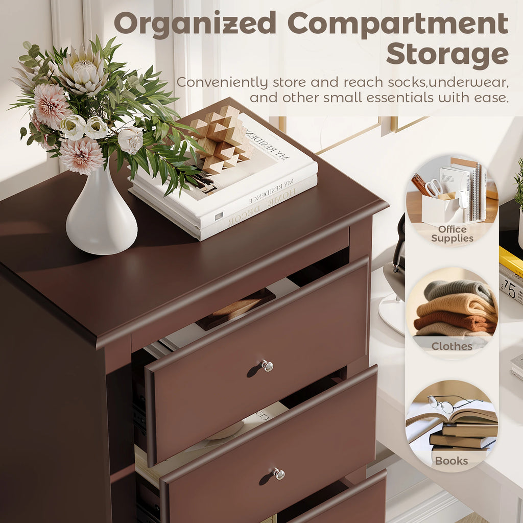 JHK 6 Drawer Wooden Dresser Chest for Living Room 19" x 23.25" x 52.75" Modern Storage Cabinet for Home Furniture Closet