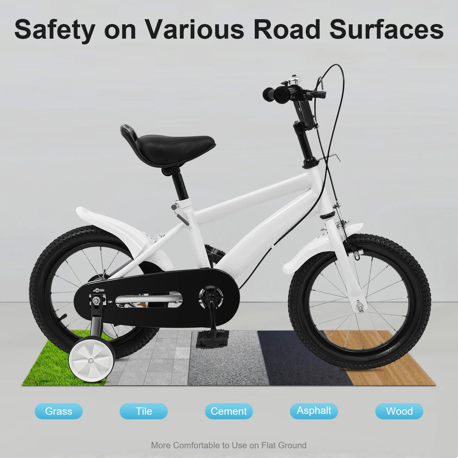 14 Inch Kids Bike w/ Training Wheels, Adjustable Seat Height Dual Brakes Children's Bicycle Kids Learning Bicycle for Boys Girls