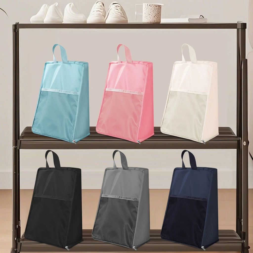 Portable Shoe Storage Bag Travel Outdoors Clothing Organizer Bags with Mesh Pouch Multi-functional Underwear Storage Handbag