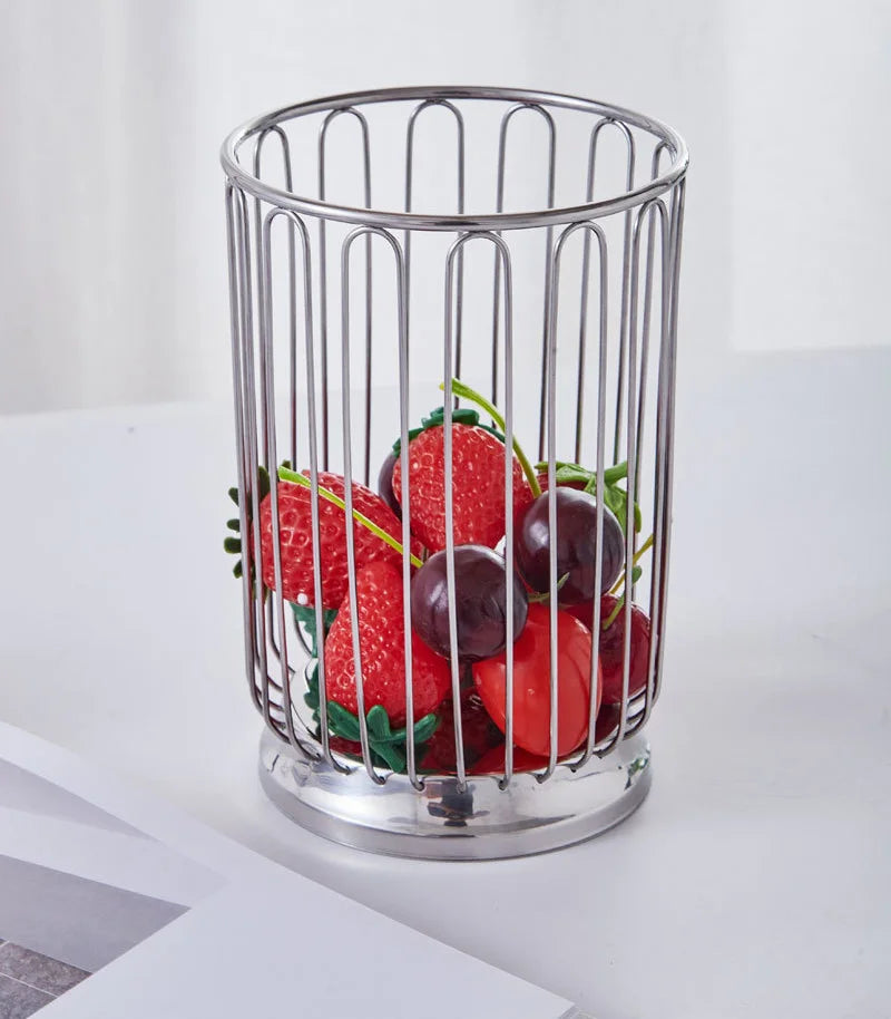 1pc Cutlery Drain Basket Stainless Steel Chopsticks Holder Fork Spoon Storage Basket Kitchen Desktop Hollowed-out Fruit Basket