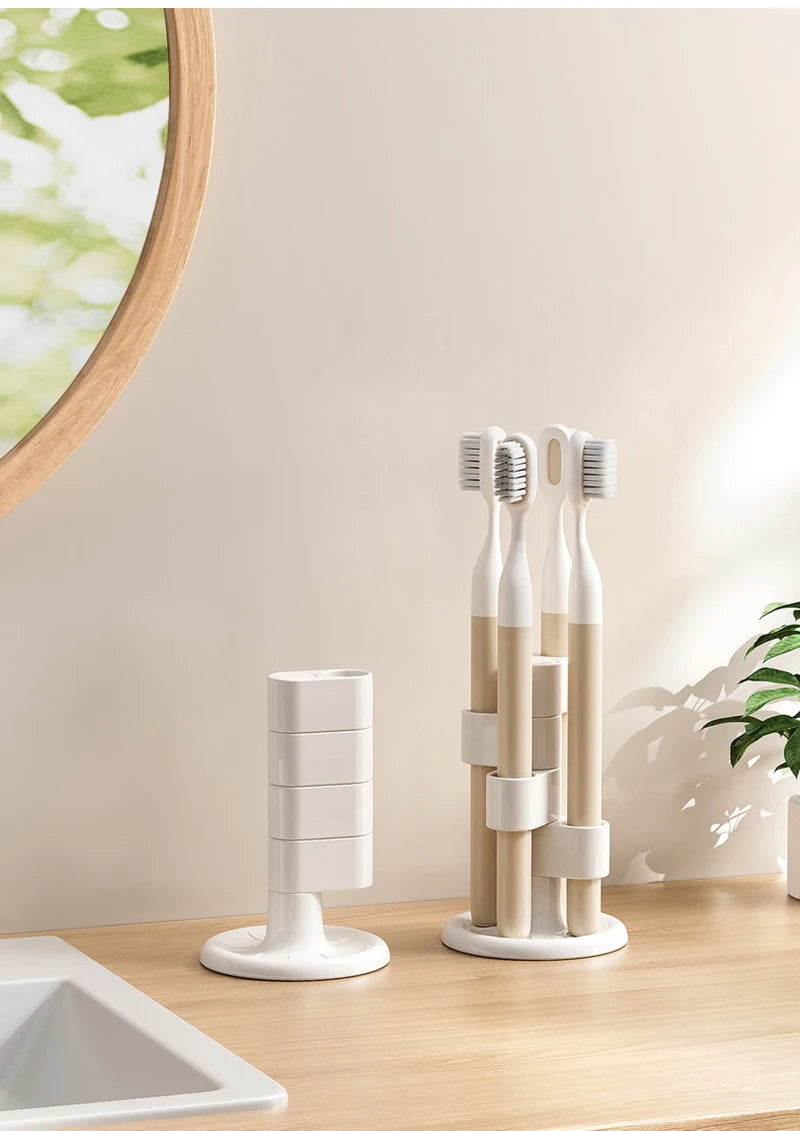 1/2pcs Rotating Toothbrush Holder Bathroom Desktop Toothbrush Storage Rack Makeup Brush Pen Organizers Bathroom Accessories