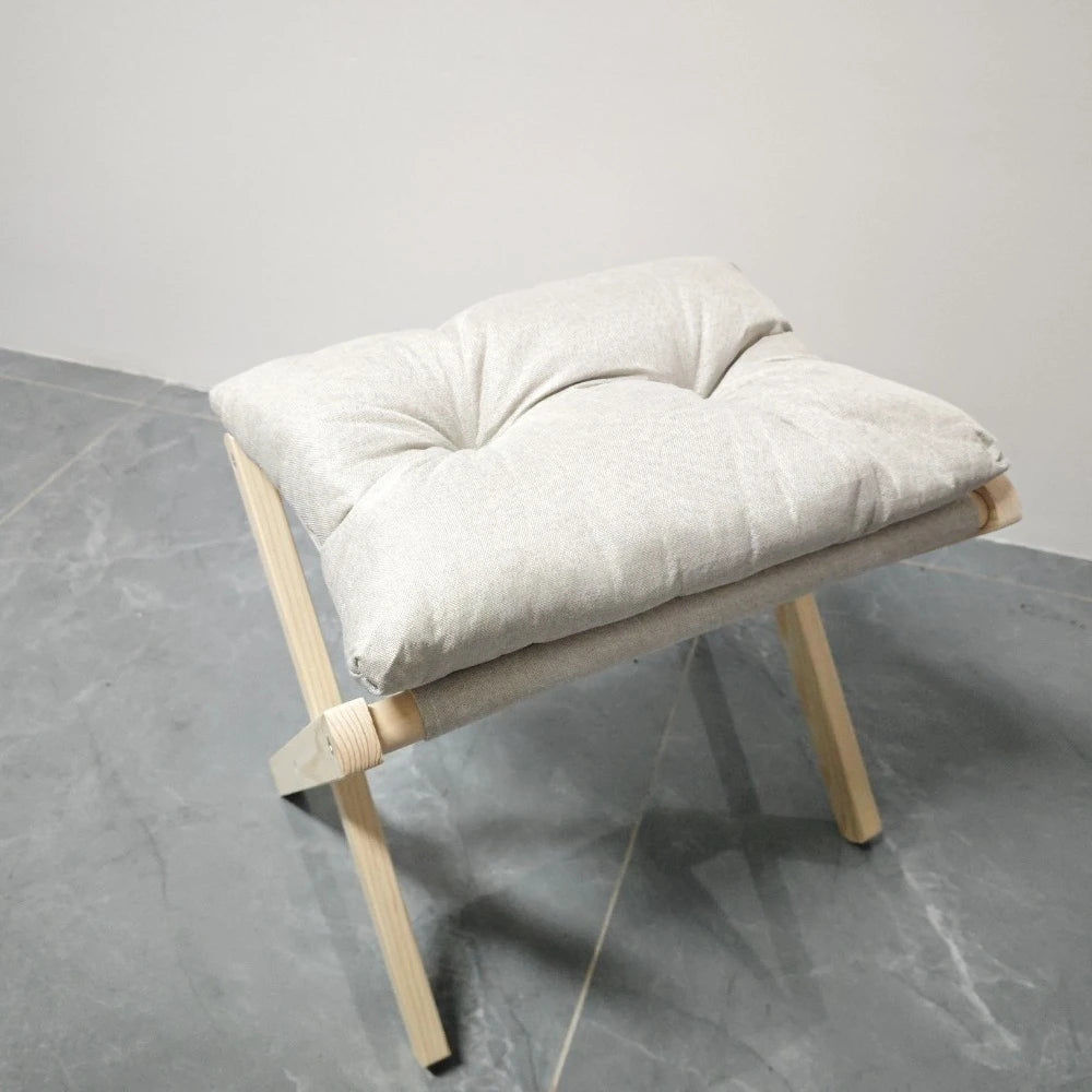 Bamboo Foldable Peddle with Soft Cushion Seat - Portable for Office and Home Use, Space Saving Design , Footstool Furniture
