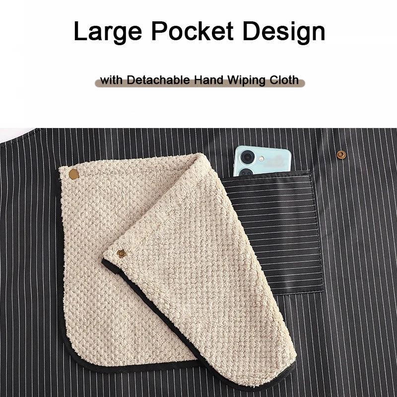 Kitchen Apron with Removable Hand Towel Waterproof Restaurant Cooking Sleeveless Apron Anti-fouling Baking Bibs 2025New