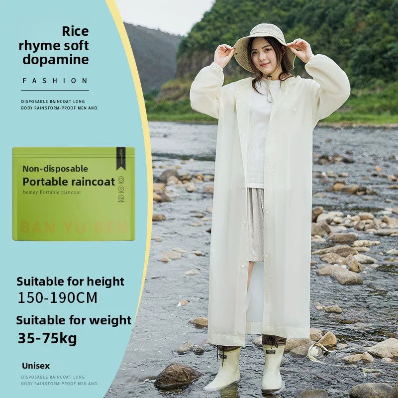 New Waterproof & Splash-Resistant Raincoat – Long Unisex EVA Raincoat with Hood for Travel, Camping, and Fishing