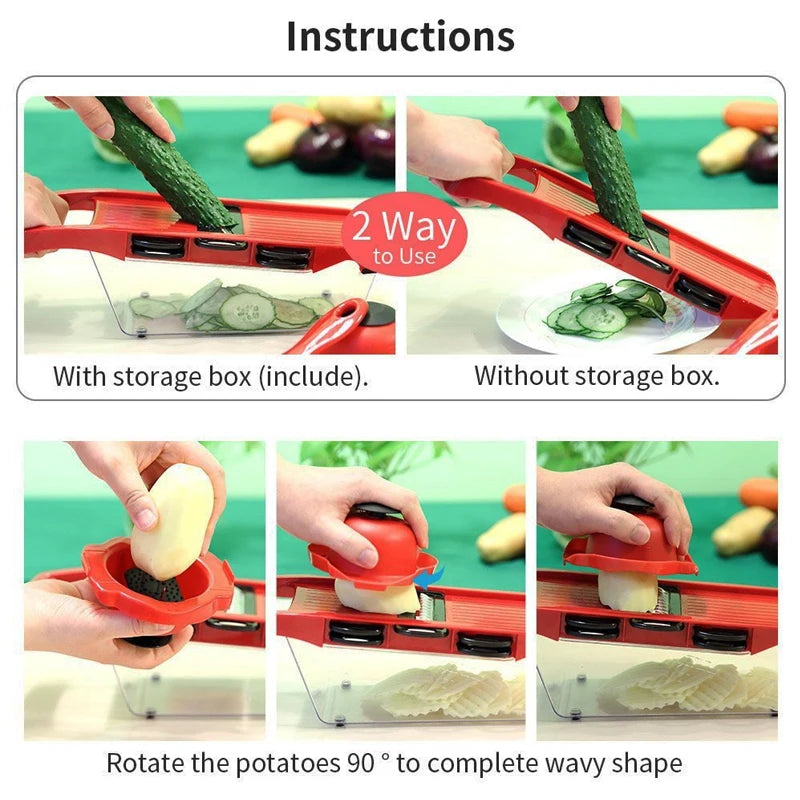 Vegetable Chopper Multifunctional Grater Cutter  - Kitchen Accessories Manual Fruit Slicer Potatos Shredders Cheese Onions Slicers