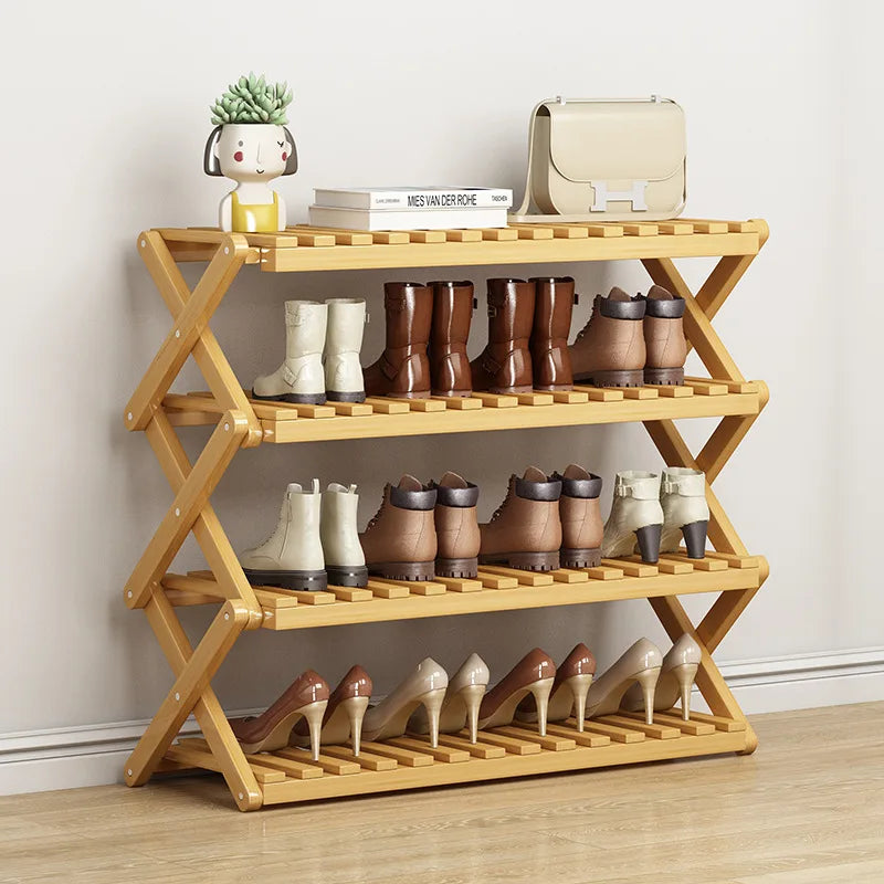 Portable Folding Shoe Rack, Required Space Saving Shoe Shelf for Dormitory Apartment Rental, Multi-Tier Shoe Organizer Storage