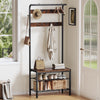 JHK 4-in-1 Coat Rack with Shoe Bench Entryway Bench with Shoe Storage Hooks Mudroom Storage Organizer with Shelves For Home