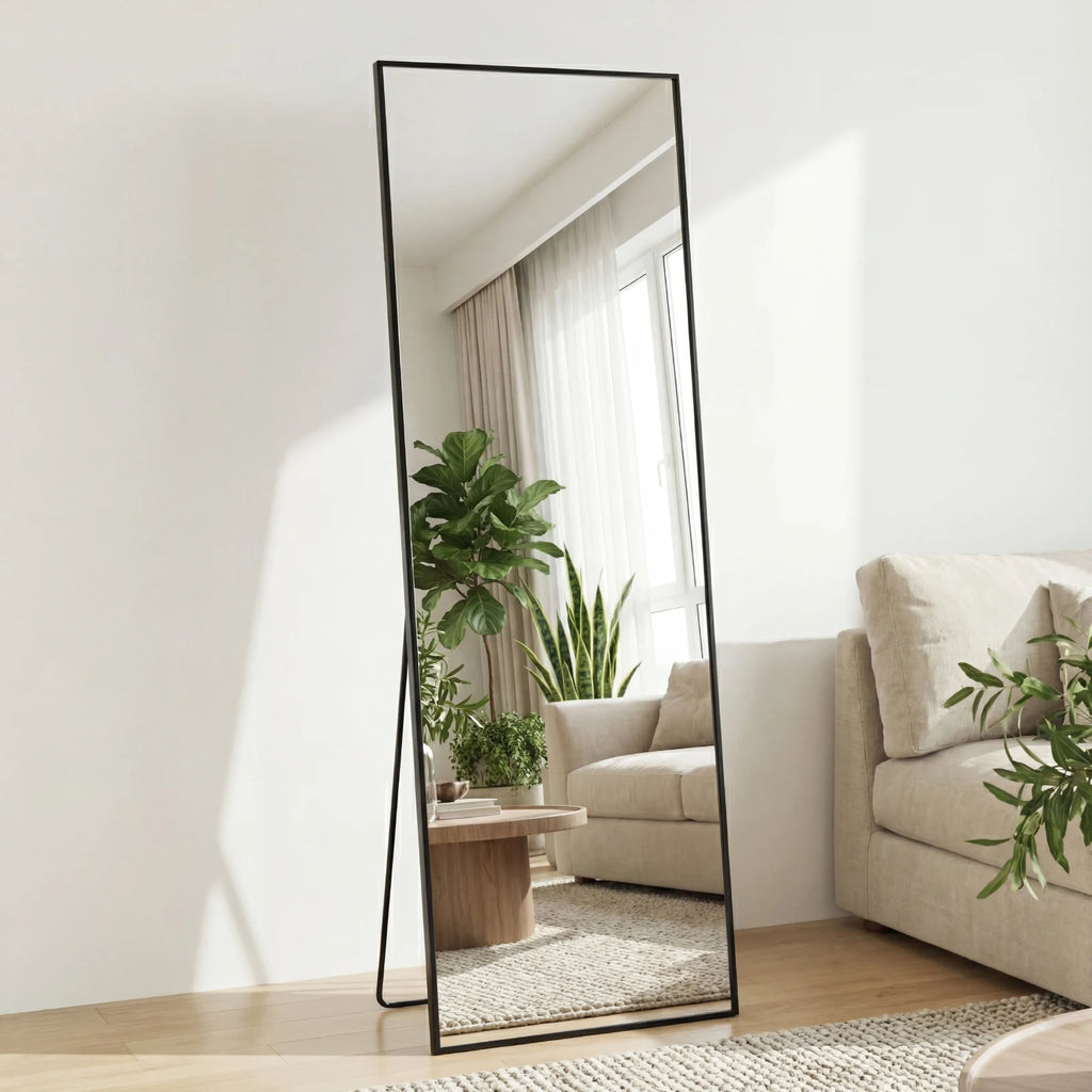 JHK 68"x26" Arched Full Length Mirror with Stand Floor Free Standing Aluminum Frame for Bedroom Bathroom Body Hanging Leaning