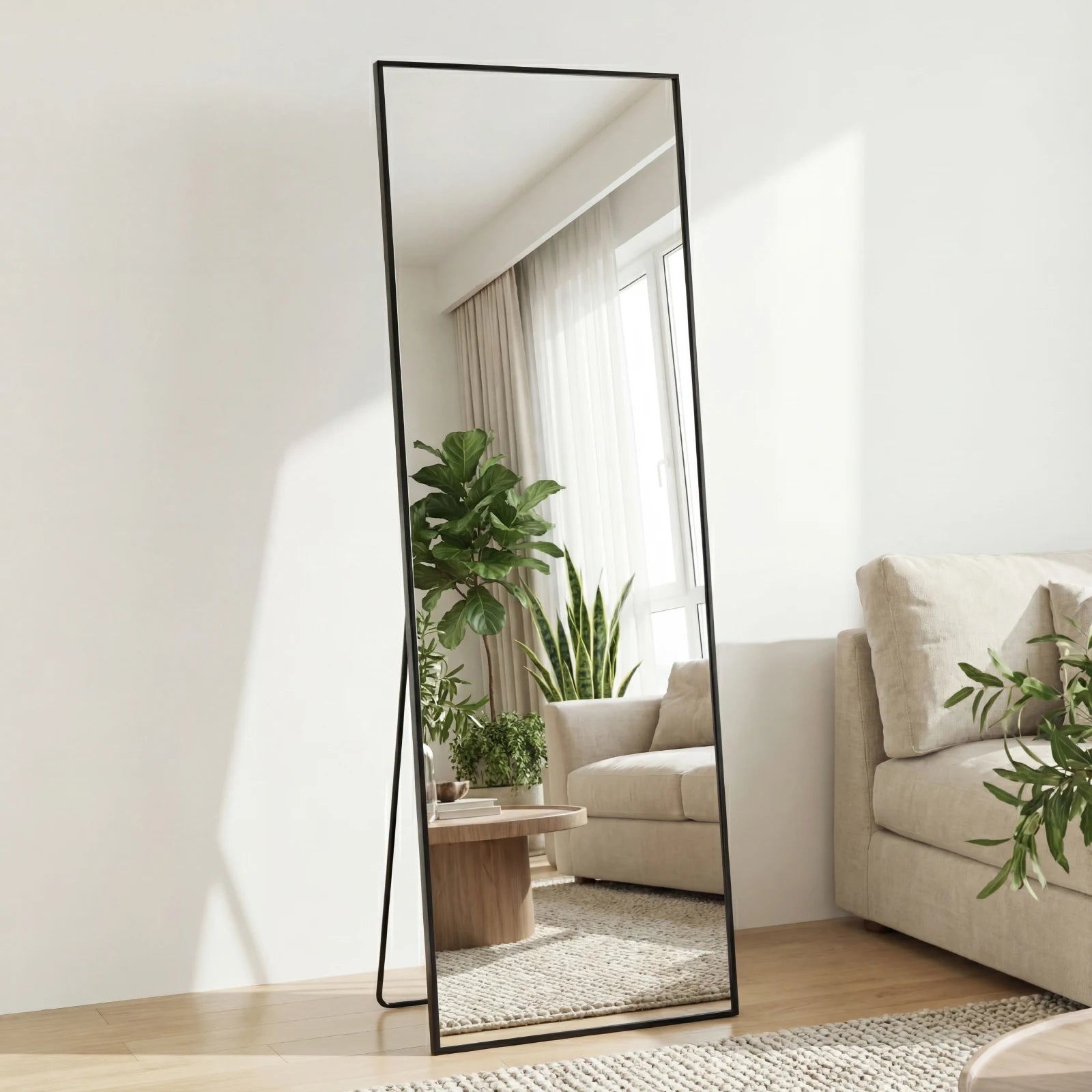 JHK 68"x26" Arched Full Length Mirror with Stand Floor Free Standing Aluminum Frame for Bedroom Bathroom Body Hanging Leaning