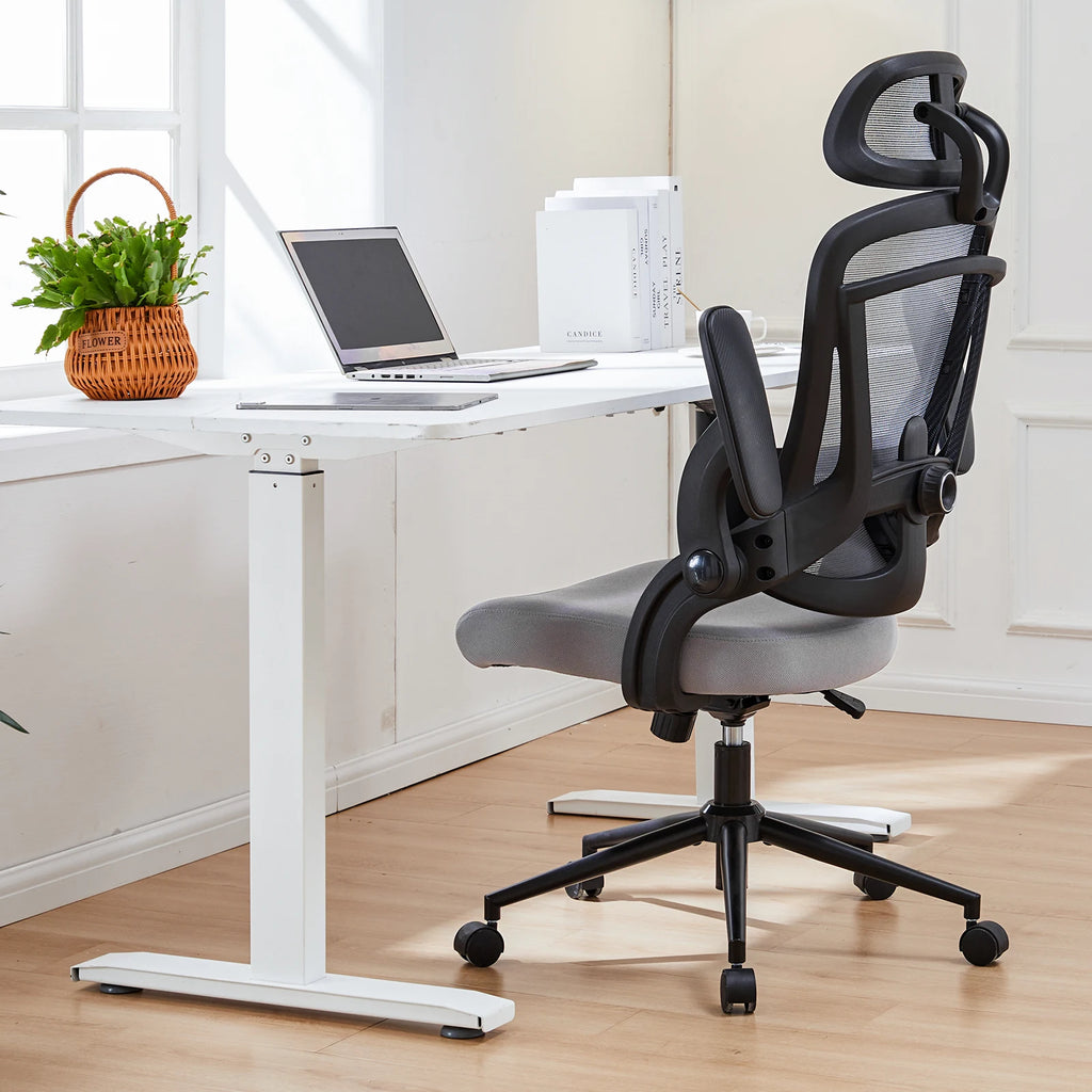 JHK Ergonomic Mesh Office Chair Adjustable Lumbar Support 120°Tilt High Back Comfortable Computer Chair with Soft Flip Up Arms