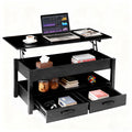 JHK Lift Top Coffee Table with Drawers and Hidden Compartment Adjustable Height Small Coffee Table for Living Room with Storage