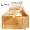 20pcs Non-Slip Wooden Clothes Hangers with Grooves, Solid Wood Clothing Rack for Wardrobe Bedroom & Clothing Store