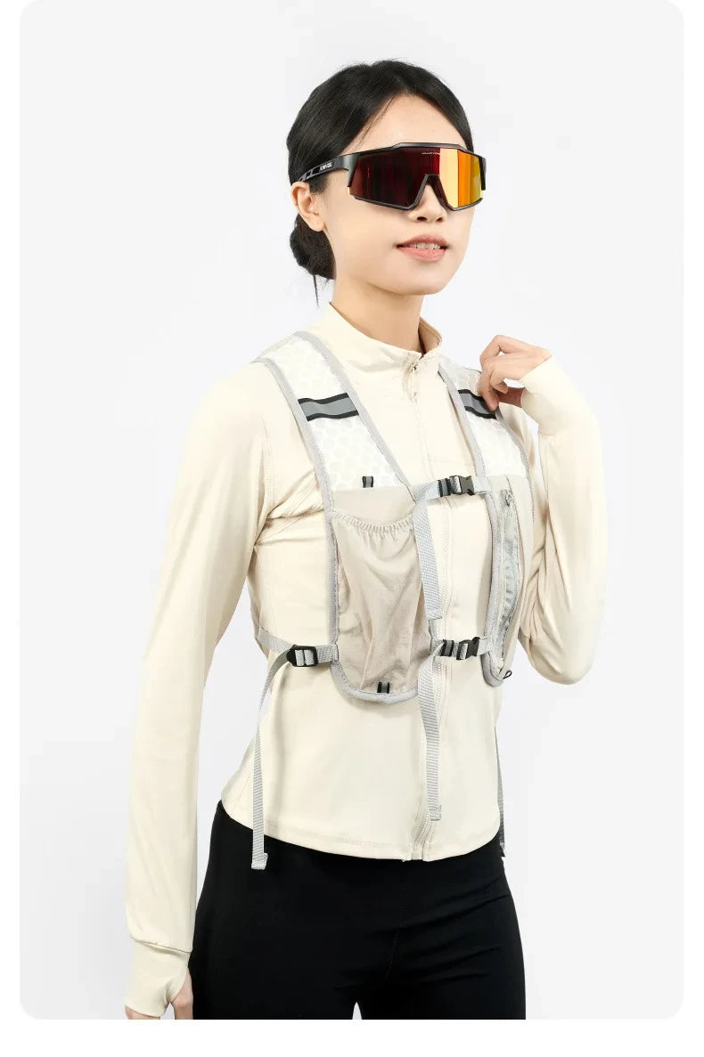 1pc Biking Running Storage Vest Lightweight Running Vest Reflective Phone Water Bottle Storage Pocket Mesh Breathable Sport Vest