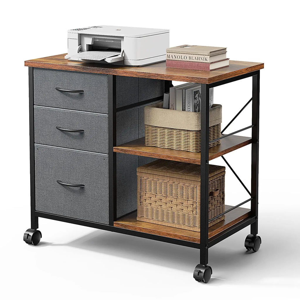 JHK 3 Fabric Drawers Mobile Living Room Cabinet With Wardrobe Steel Frame Assembly Closet Clothes Storage Cabinet Of Furniture