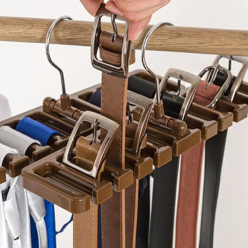 Tie Belt Hanger Wardrobe Closet Organizer 10 Card Slots Large Capacity Belt Storage Rack Scarf Tie Hanging Organizer Scarf Hook