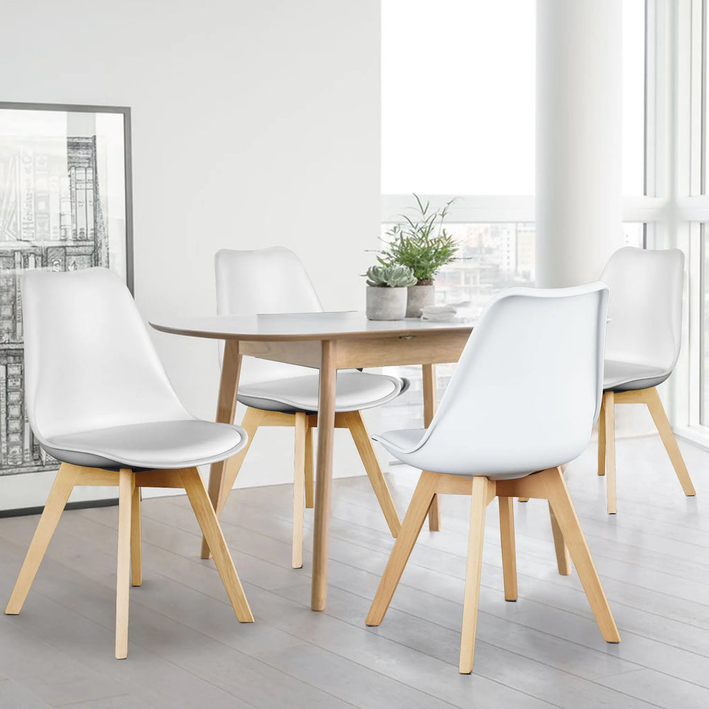 JHK PU Leather Dining Chairs Set of 4 Wooden Legs Lounge Chair for Home Kitchen Comfortable Sponge Cushion Living Room Chair