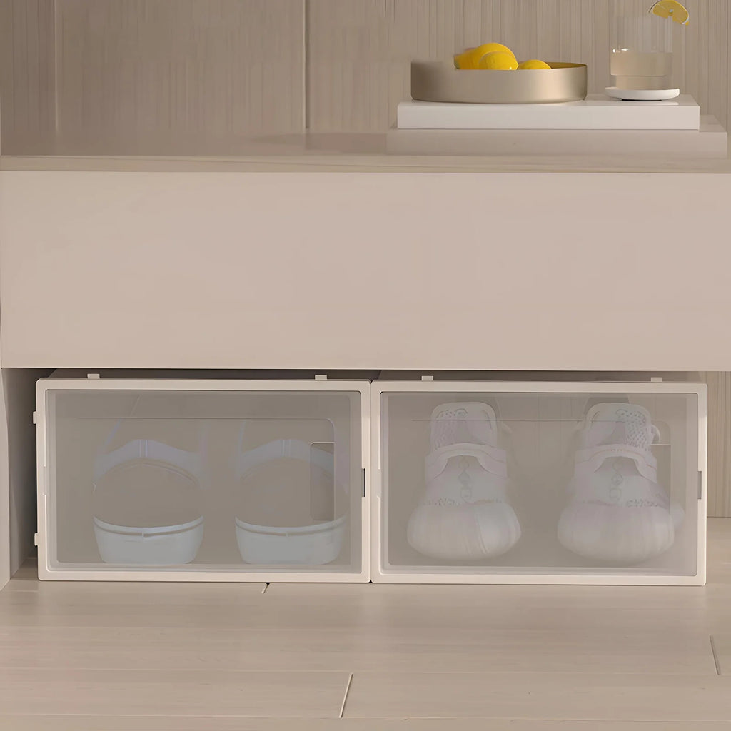 20 Pcs Shoe Storage Box Transparent PP Plastic Shoe Cabinet Moisture & Dust Proof Modern Organizer Black/White