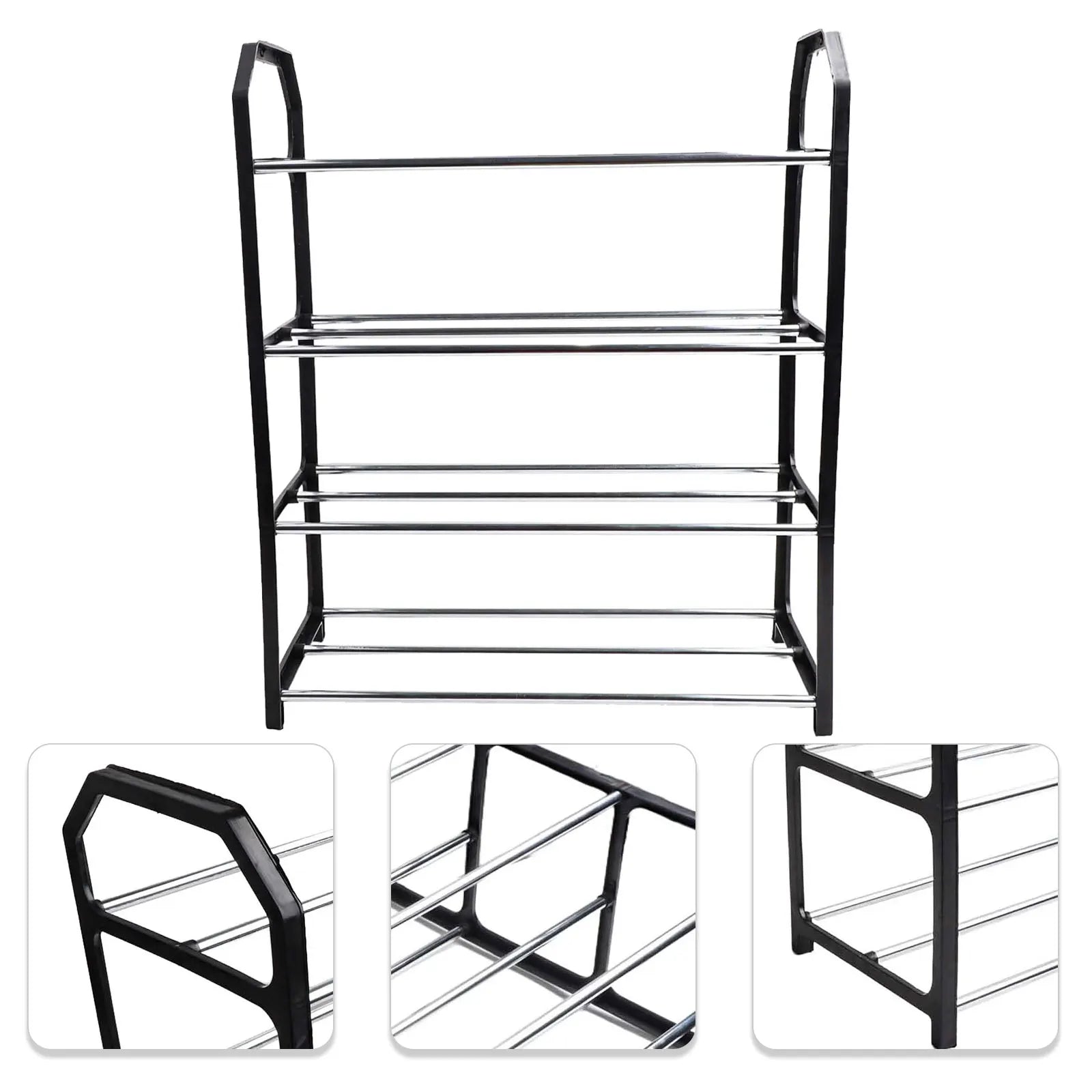 4-Layer Metal Shoe Rack Simple Shoe Shelf Footwear Organizer Stand Holder Large Capacity Shoe Shelf Living Room Storage