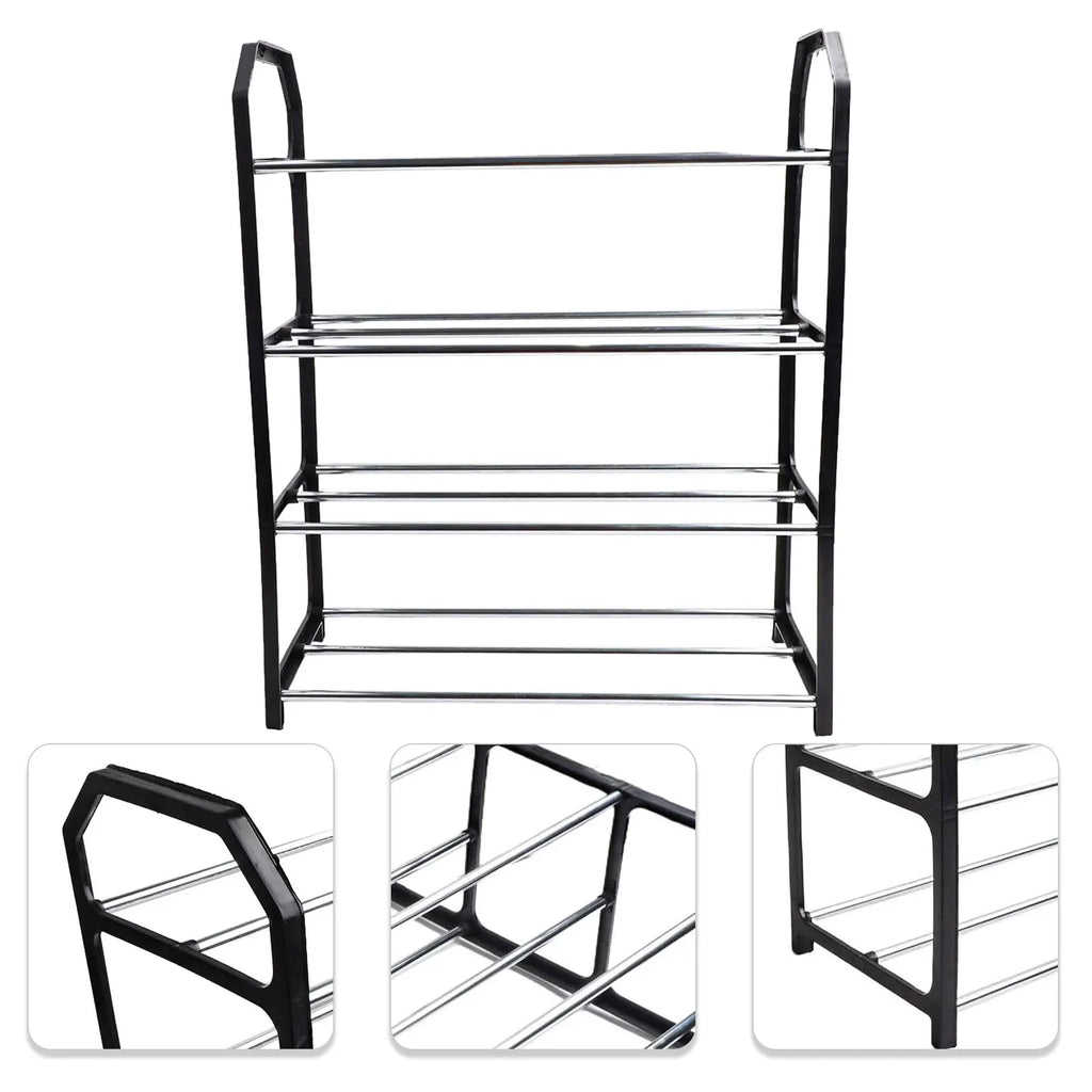 4-Layer Metal Shoe Rack Simple Shoe Shelf Footwear Organizer Stand Holder Large Capacity Shoe Shelf Living Room Storage