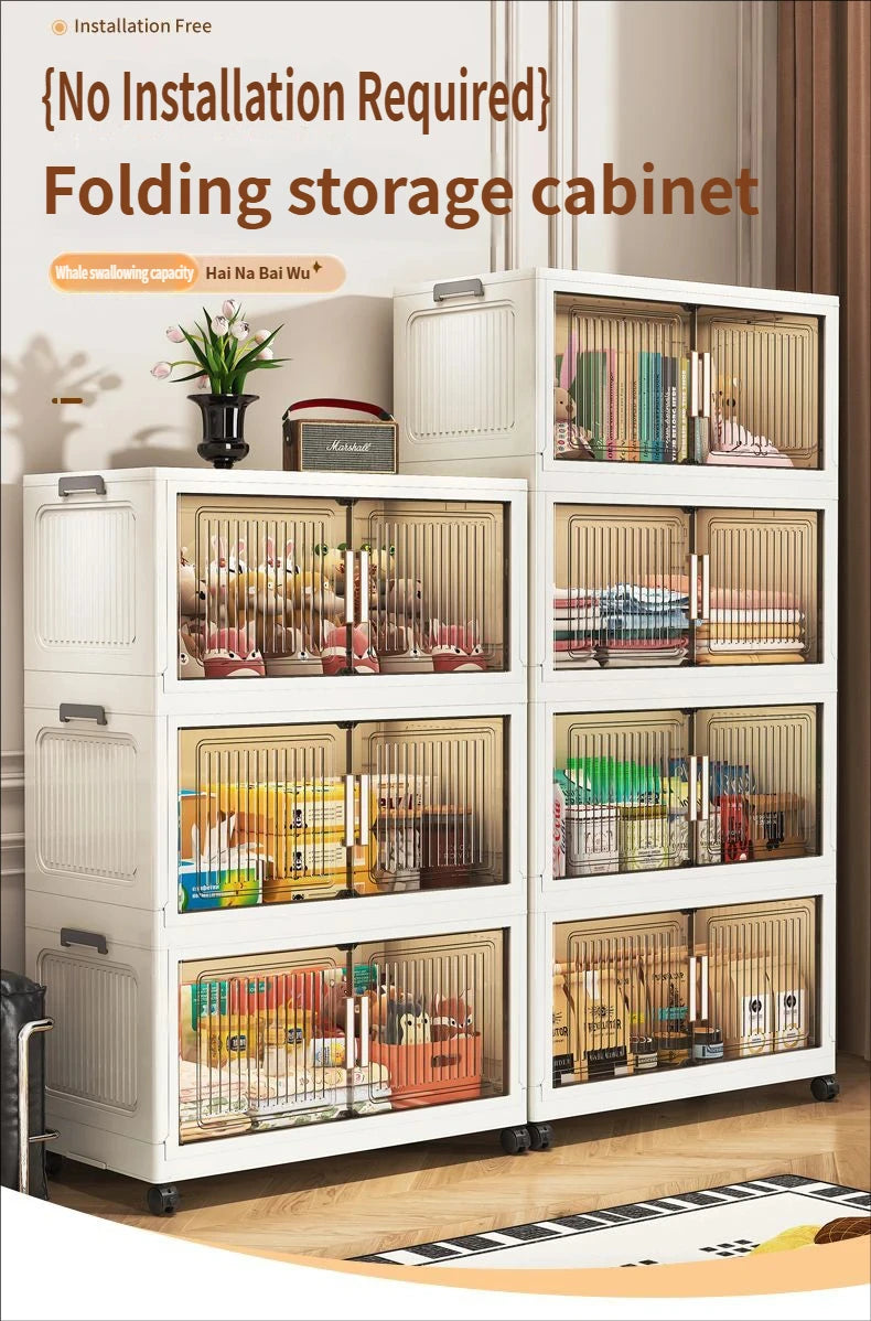 Foldable Plastic Storage Cabinet For Baby Clothes Multi Layered Closet