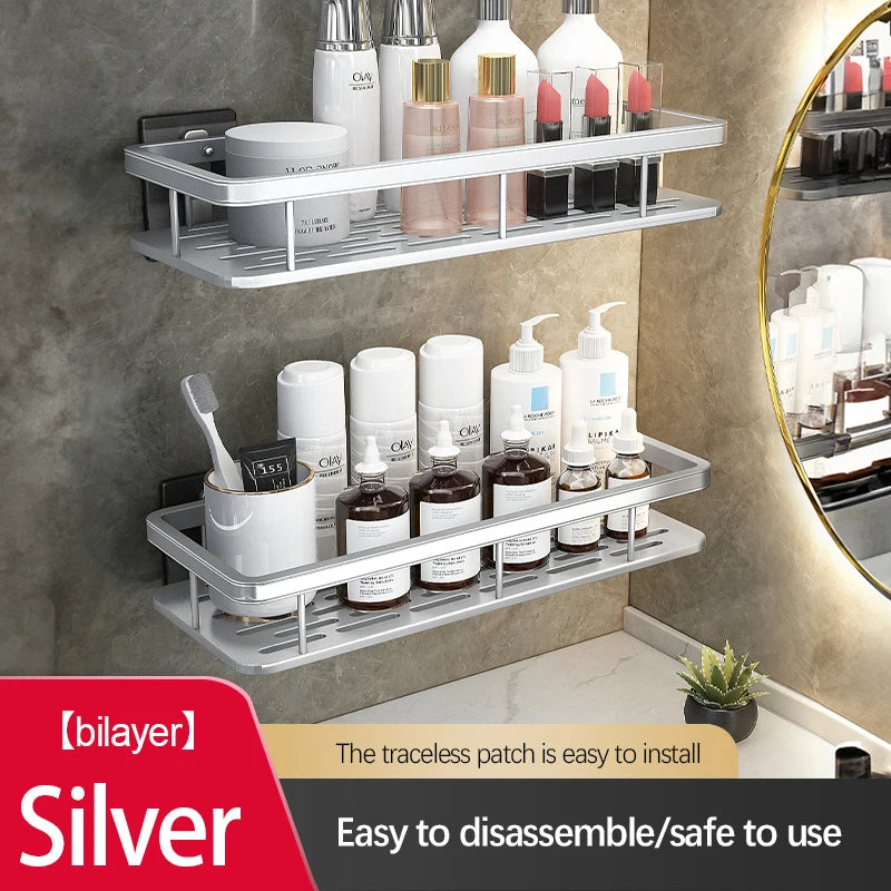 Bathroom Storage Rack Stainless Steel Anti Rust Storage Shower Rack Suction Cup Storage Rack Household Storage Appliances