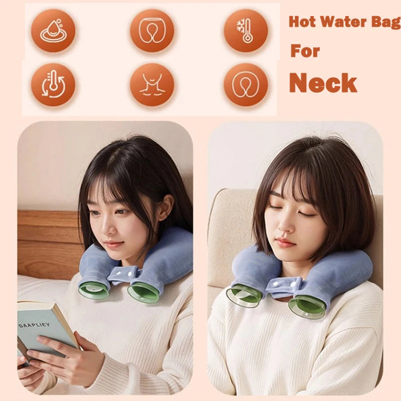 U-shaped Hot Water Bag For Neck Soft Plush Neck Warmer Hot Water Bottle Winter Warming Supplies Hot cold compress Physiotherapy