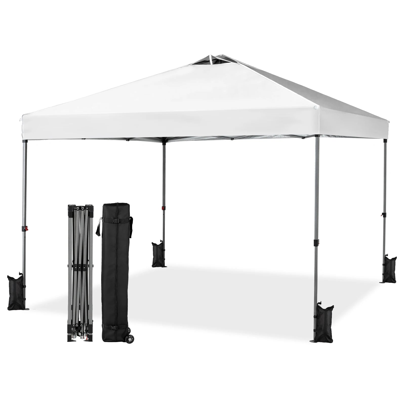 JHK 10x10ft One Push Setup Pop Up Canopy Tent Portable Outdoor Sun Shelter for Beach Events Camping with Rolling Carry Bag
