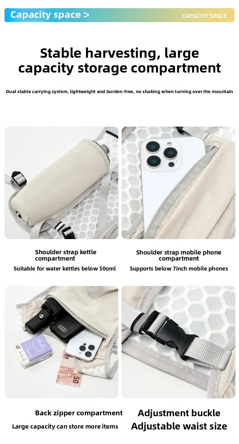 1pc Biking Running Storage Vest Lightweight Running Vest Reflective Phone Water Bottle Storage Pocket Mesh Breathable Sport Vest