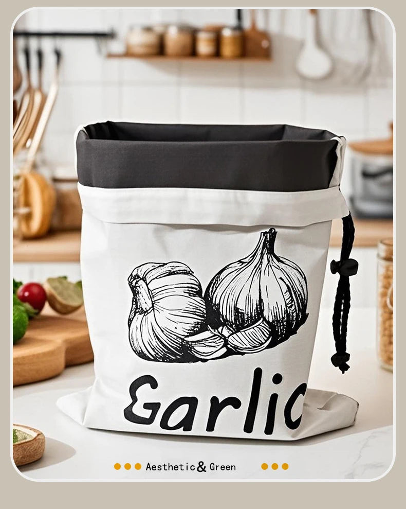 Potato Onion Garlic Storage Bag Durable Kitchen Vegetables Storage Pouch Drawstring Food Storage Bags with Zipper