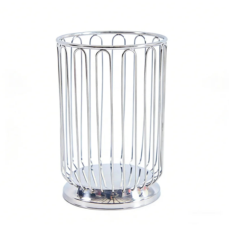 1pc Cutlery Drain Basket Stainless Steel Chopsticks Holder Fork Spoon Storage Basket Kitchen Desktop Hollowed-out Fruit Basket