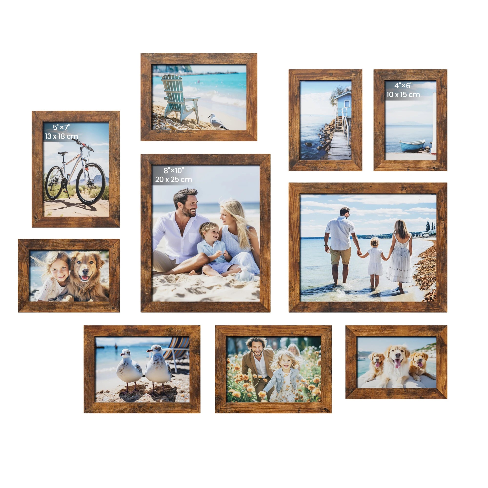 SONGMICS Picture Frames, 10 Pack Collage Picture Frames with Two 8x10, Four 5x7, Four 4x6, Photo Frame Set for Wall Gallery Deco