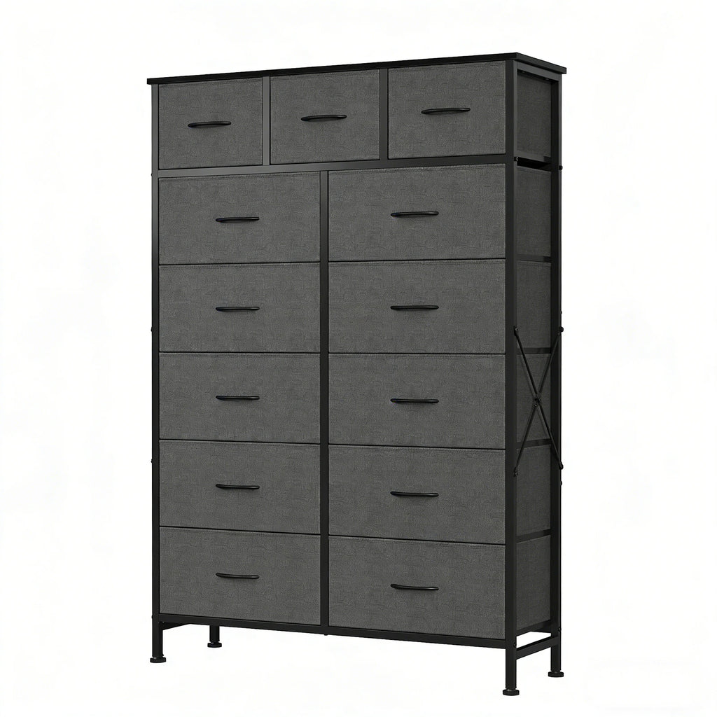 JHK Living Room 13 Fabric Drawers Cabinet Storage Organizer Cabinet Adjustable Feet Steel Frame Assembly Closet For Furniture