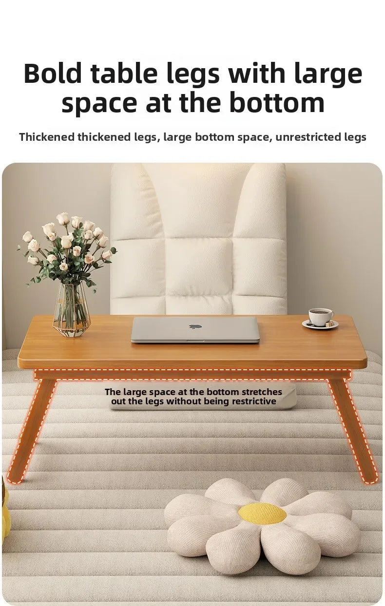 Foldable Tatami Coffee Table - Japanese Style Low Table for Bay Window & Living Room, Portable Bed Tea Table, table basse