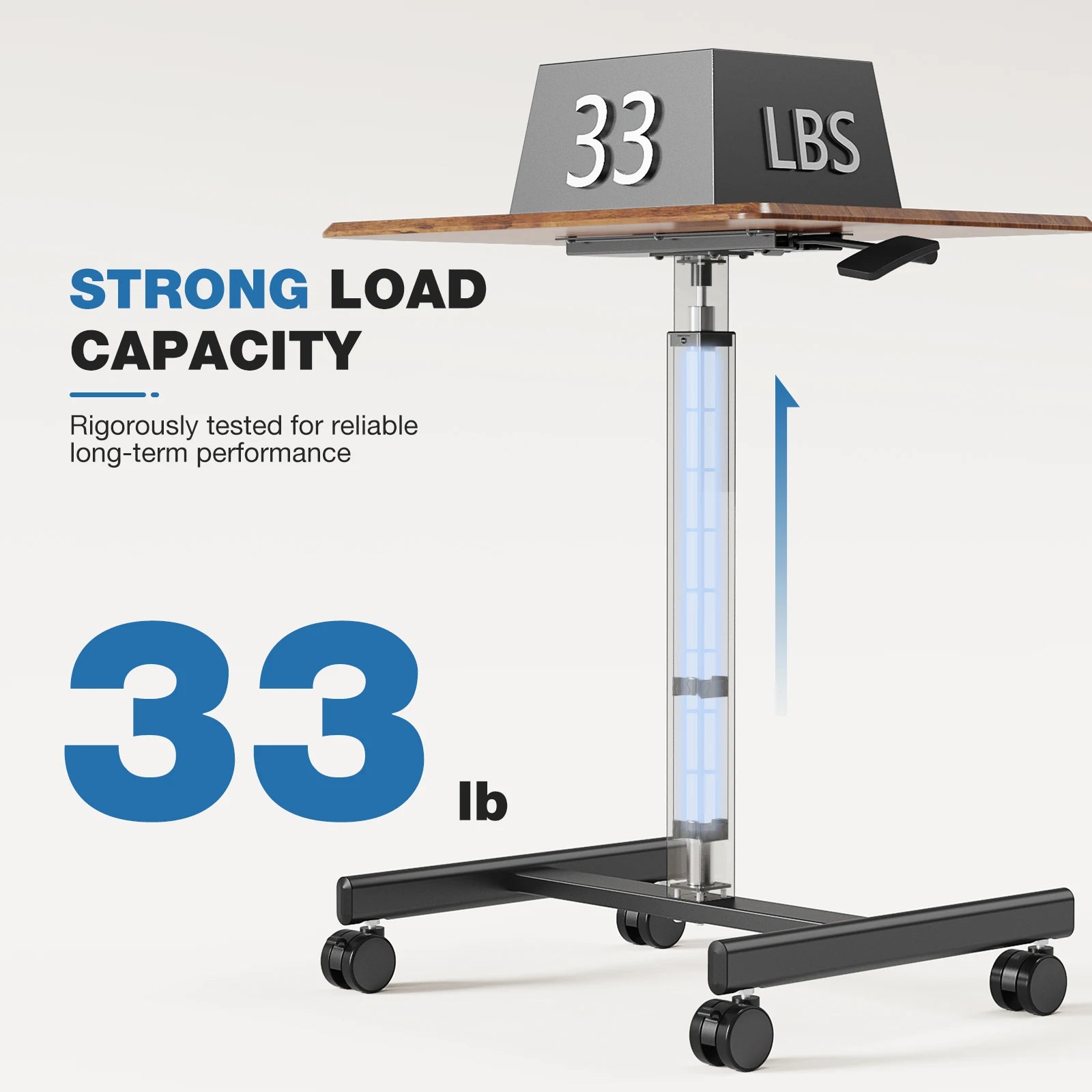 JHK Mobile Living Room Sofa Table Standing Desk Portable Computer Desk Laptop Height Adjustable Table Sitting Workstation