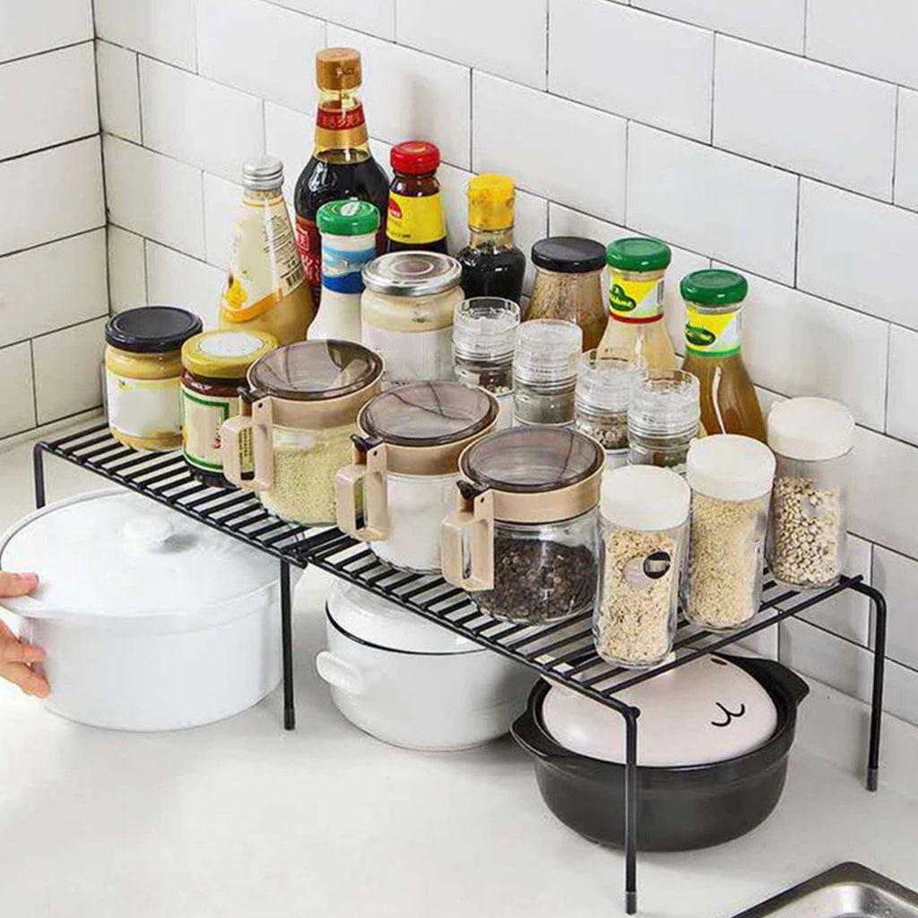 Retractable Kitchen Shelf Multifunctional Expandable Stackable Sliding Rack Space Saving Home Cabinets Tableware Organizer Rack