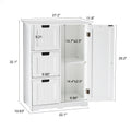 JHK Wooden Storage Cabinet with 3 Drawers and a Cupboard Bathroom Floor Cabinet Freestanding Cupboard for Home Living Room