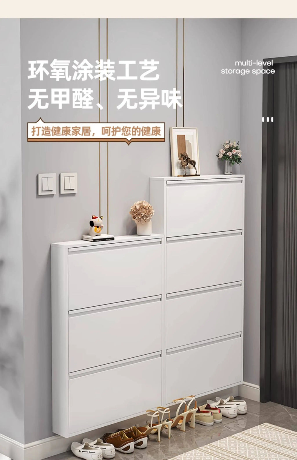 Metallic Ultra Thin Shoe Cabinet Multifunction Indoor Hallway Shoe Cabinet For Home Entrance Scarpiera Mobile Cabinet Furniture