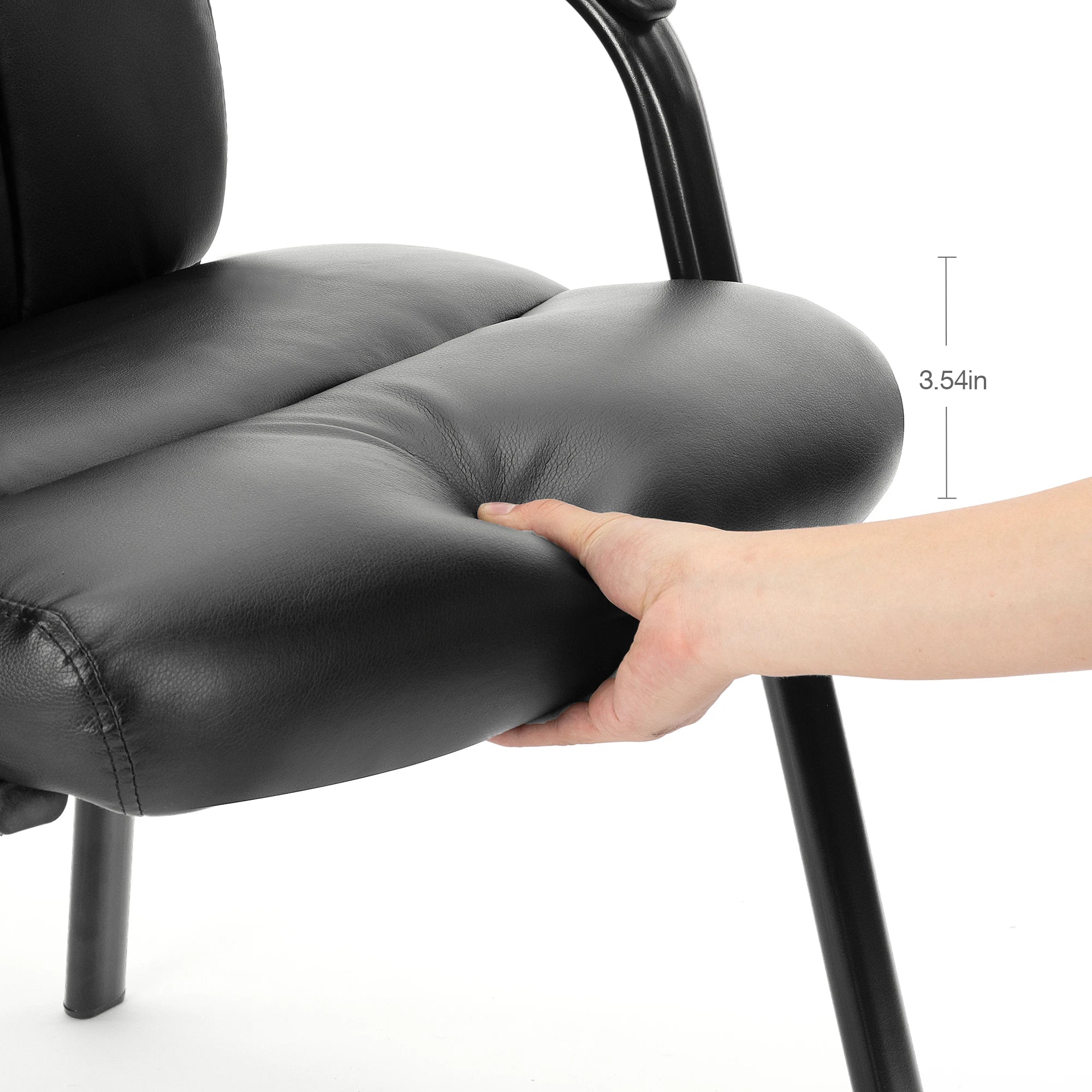 JHK Pu Leather Waiting Room Chair Comfy Guest Chairs with Padded Arms for Reception Conference Side Office Desk Home Furniture