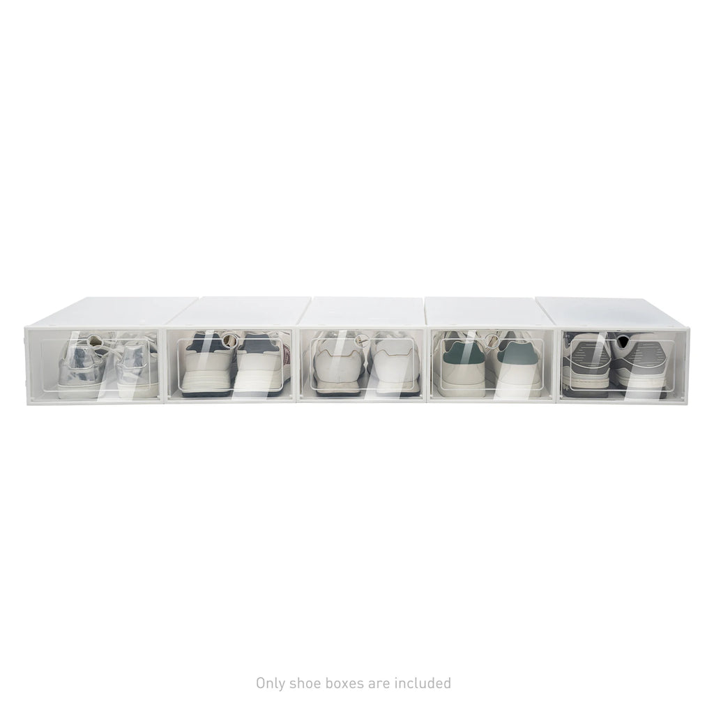 20/24PCS Foldable Flip Shoe Boxes Set Clear Plastic Stackable Storage Containers Home Organizer 33x23x14cm - Shoe Rack Case