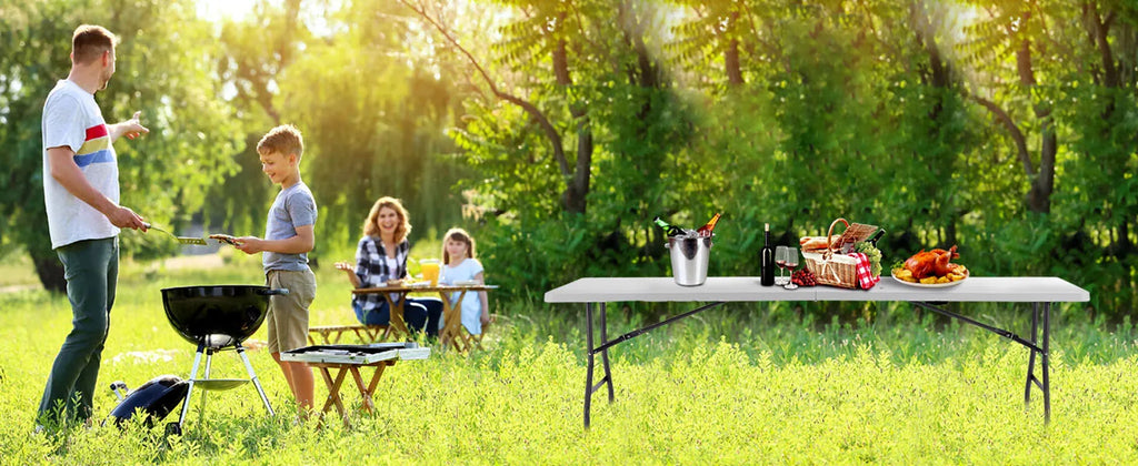 JHK Portable Folding Outdoor Indoor Table Heavy Duty Foldable Table with Carrying Handle Safety Lock For Camping Picnic Dining