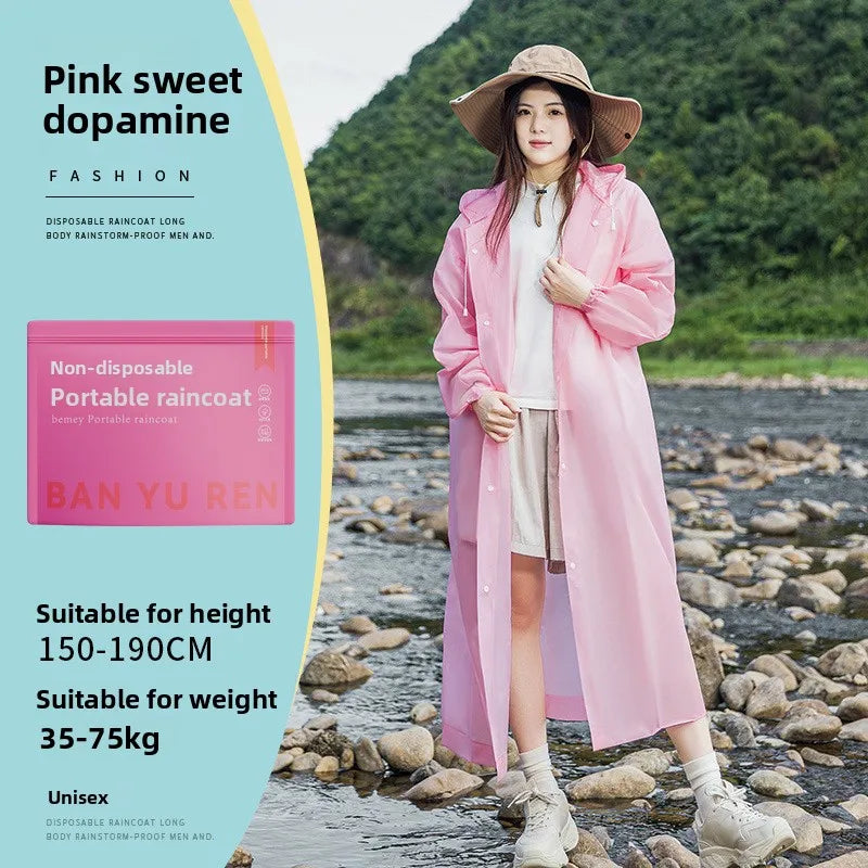 New Waterproof & Splash-Resistant Raincoat – Long Unisex EVA Raincoat with Hood for Travel, Camping, and Fishing