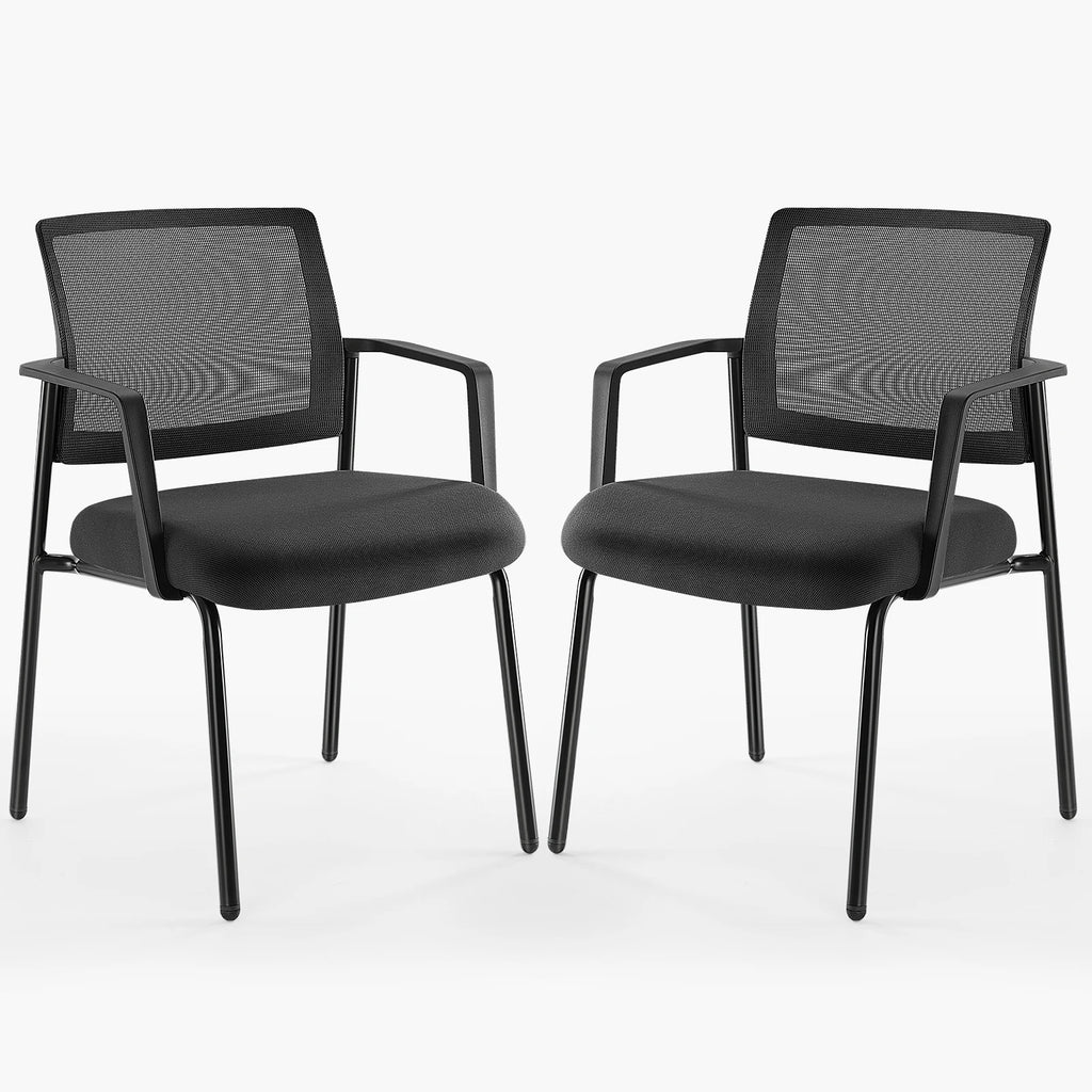 JHK Mesh Back Stacking Arm Chairs 2 Pack For Home and OfficeEasy to Use and Store Outdoor and Indoor Sturdy Metal Chairs